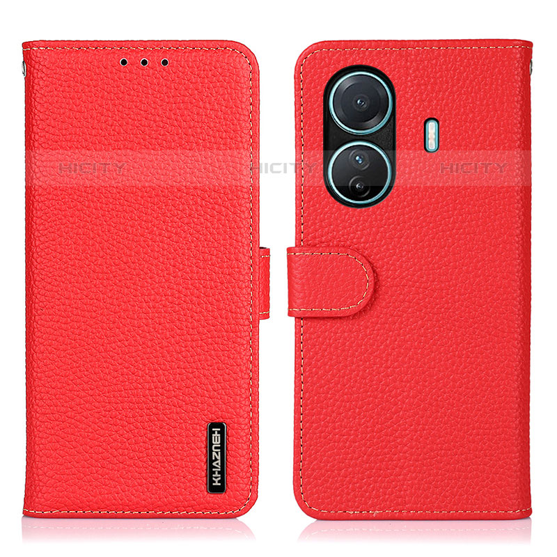 Custodia Portafoglio In Pelle Cover con Supporto B01H per Vivo iQOO Z6 Pro 5G Rosso