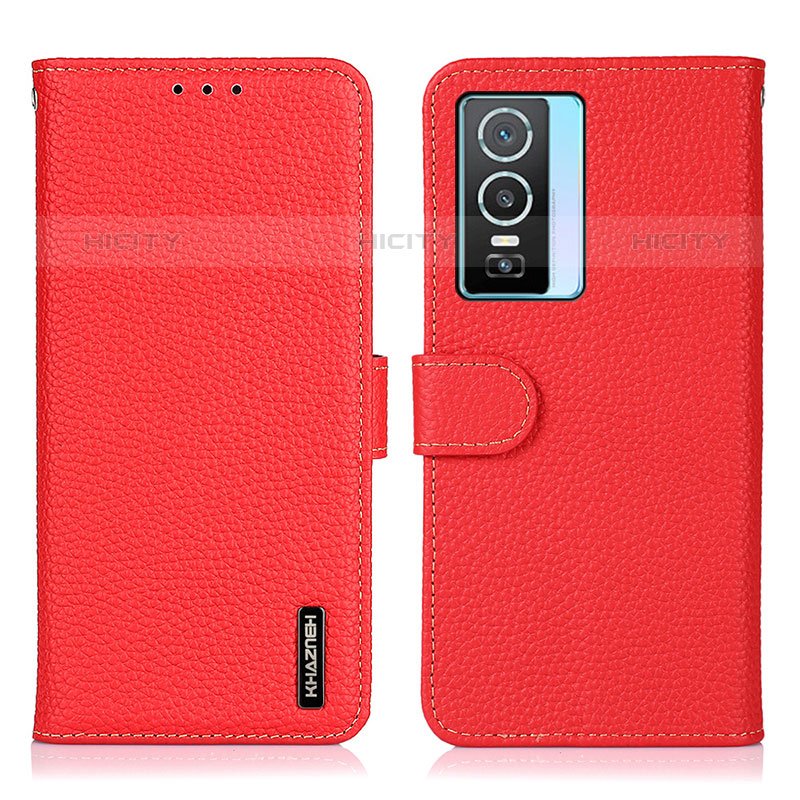 Custodia Portafoglio In Pelle Cover con Supporto B01H per Vivo Y74s 5G Rosso