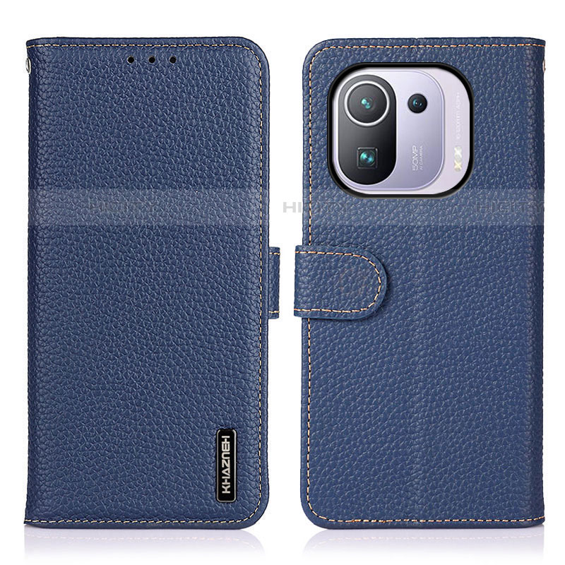 Custodia Portafoglio In Pelle Cover con Supporto B01H per Xiaomi Mi 11 Pro 5G Blu