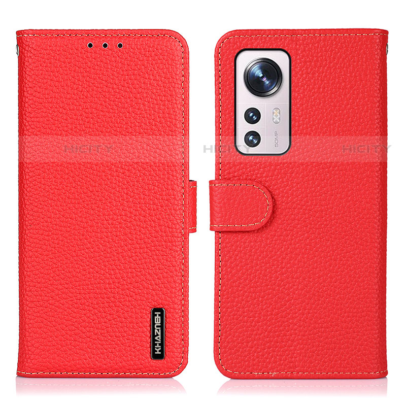 Custodia Portafoglio In Pelle Cover con Supporto B01H per Xiaomi Mi 12 Pro 5G Rosso