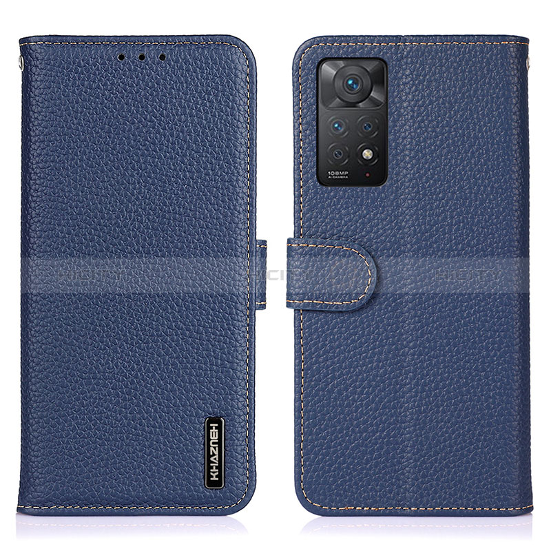 Custodia Portafoglio In Pelle Cover con Supporto B01H per Xiaomi Redmi Note 11 Pro 4G Blu