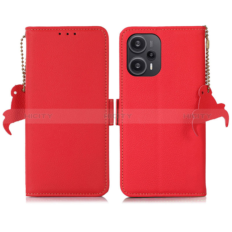 Custodia Portafoglio In Pelle Cover con Supporto B01H per Xiaomi Redmi Note 12 Turbo 5G Rosso