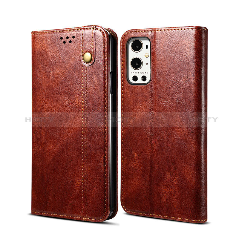 Custodia Portafoglio In Pelle Cover con Supporto B01S per OnePlus 9 Pro 5G Marrone