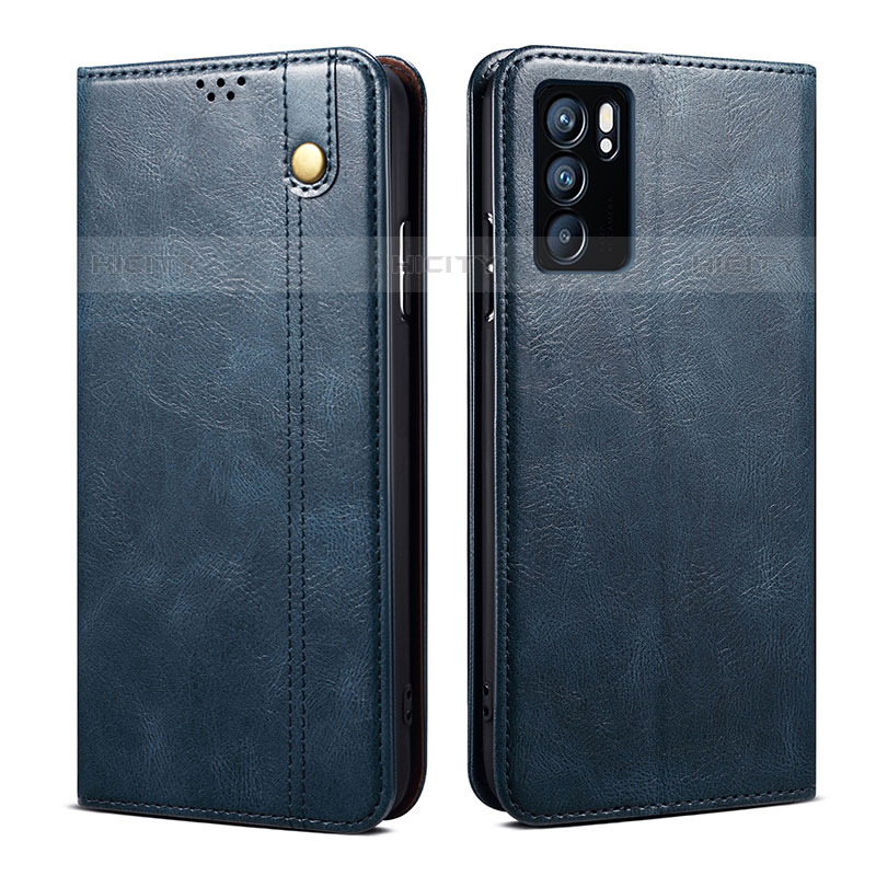 Custodia Portafoglio In Pelle Cover con Supporto B01S per Oppo Reno6 Pro 5G India Blu