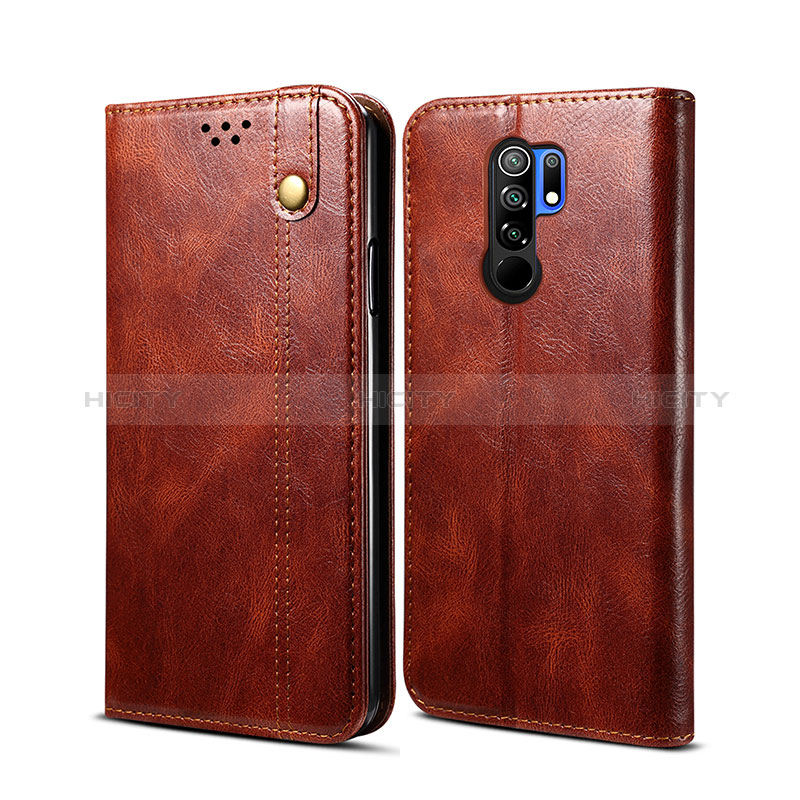 Custodia Portafoglio In Pelle Cover con Supporto B01S per Xiaomi Redmi 9 Marrone