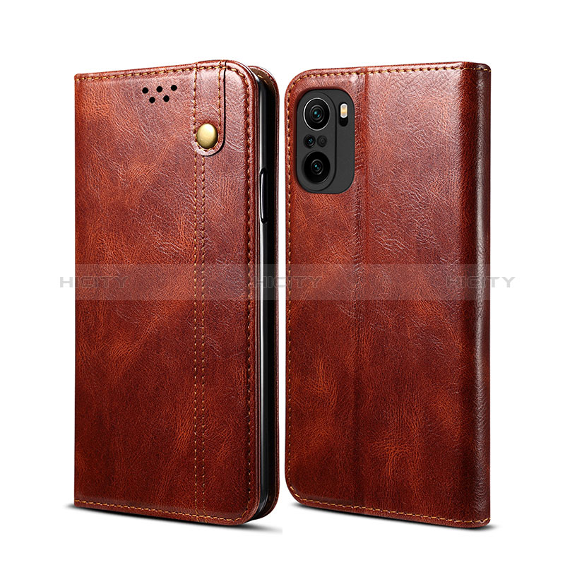 Custodia Portafoglio In Pelle Cover con Supporto B01S per Xiaomi Redmi K40 Pro+ Plus 5G Marrone