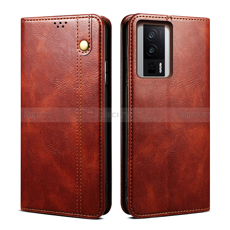 Custodia Portafoglio In Pelle Cover con Supporto B01S per Xiaomi Redmi K60 5G Marrone