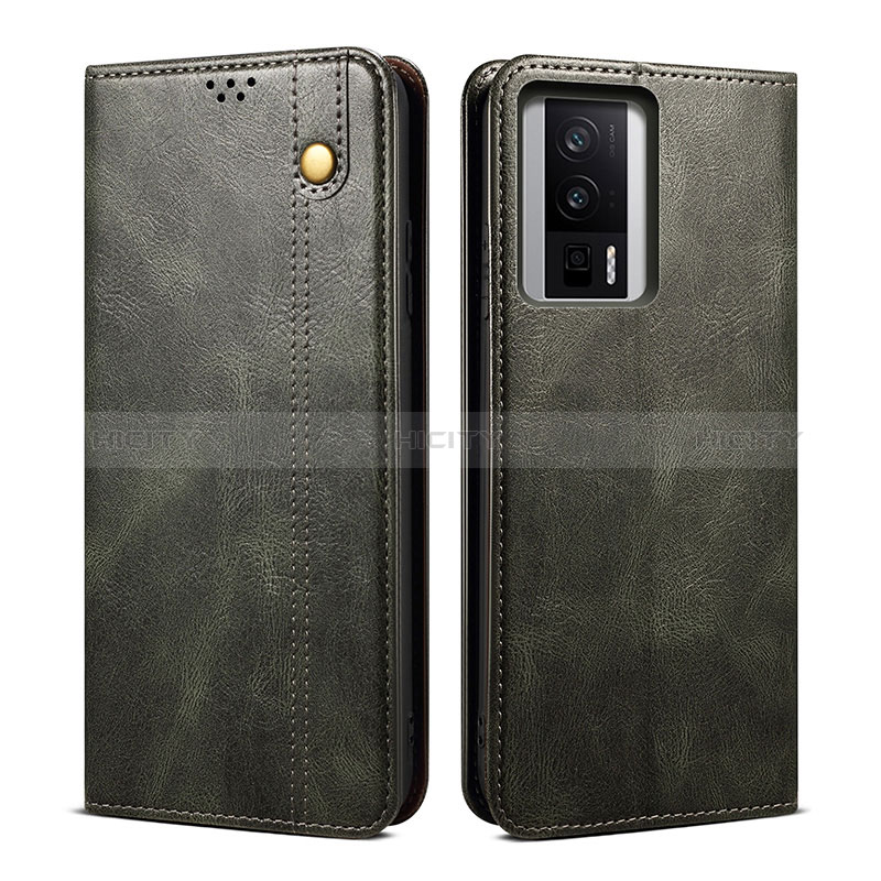 Custodia Portafoglio In Pelle Cover con Supporto B01S per Xiaomi Redmi K60 Pro 5G Verde