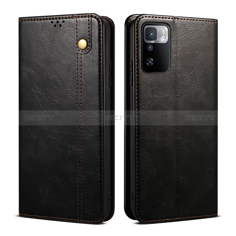 Custodia Portafoglio In Pelle Cover con Supporto B01S per Xiaomi Redmi Note 10 Pro 5G Nero