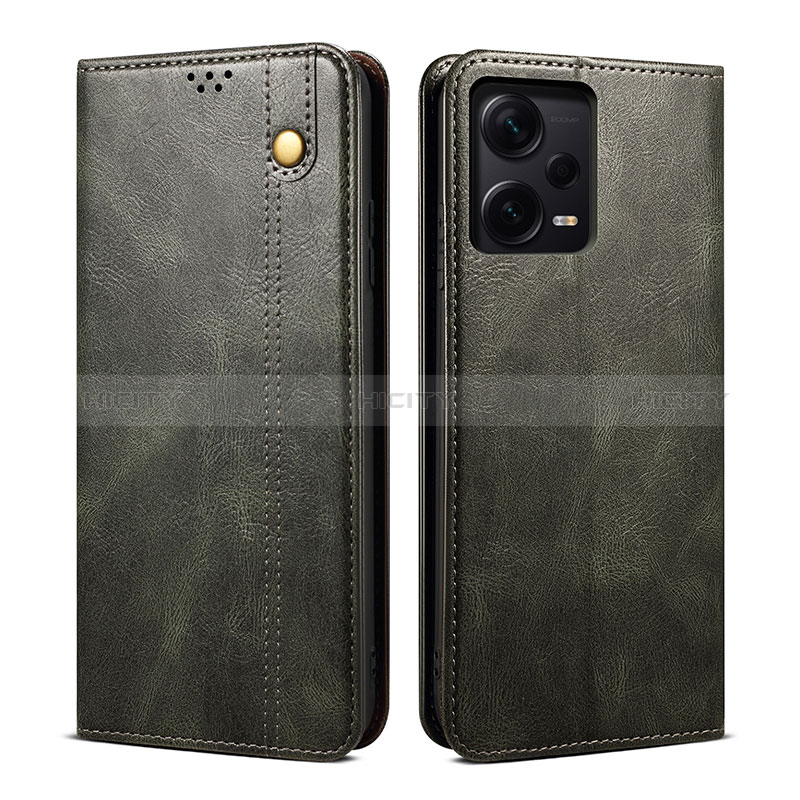 Custodia Portafoglio In Pelle Cover con Supporto B01S per Xiaomi Redmi Note 12 Pro 5G Verde