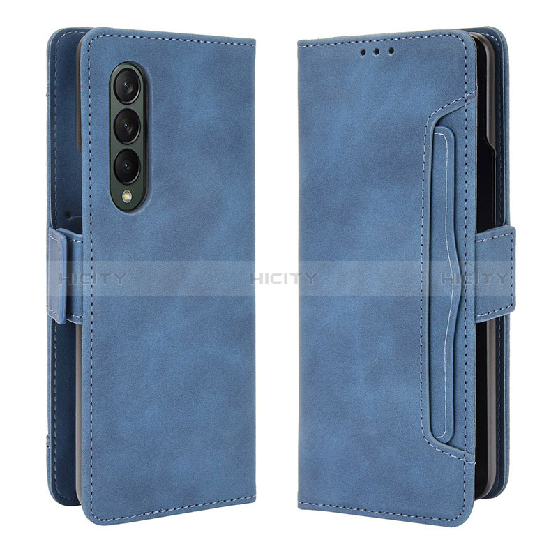 Custodia Portafoglio In Pelle Cover con Supporto B01Y per Samsung Galaxy Z Fold3 5G Blu