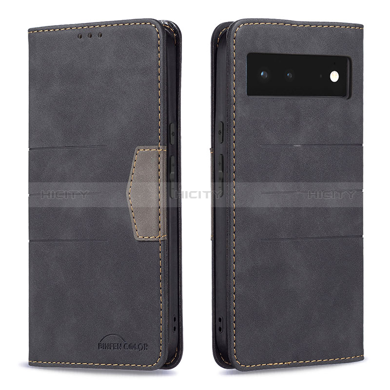 Custodia Portafoglio In Pelle Cover con Supporto B02F per Google Pixel 6 5G Nero