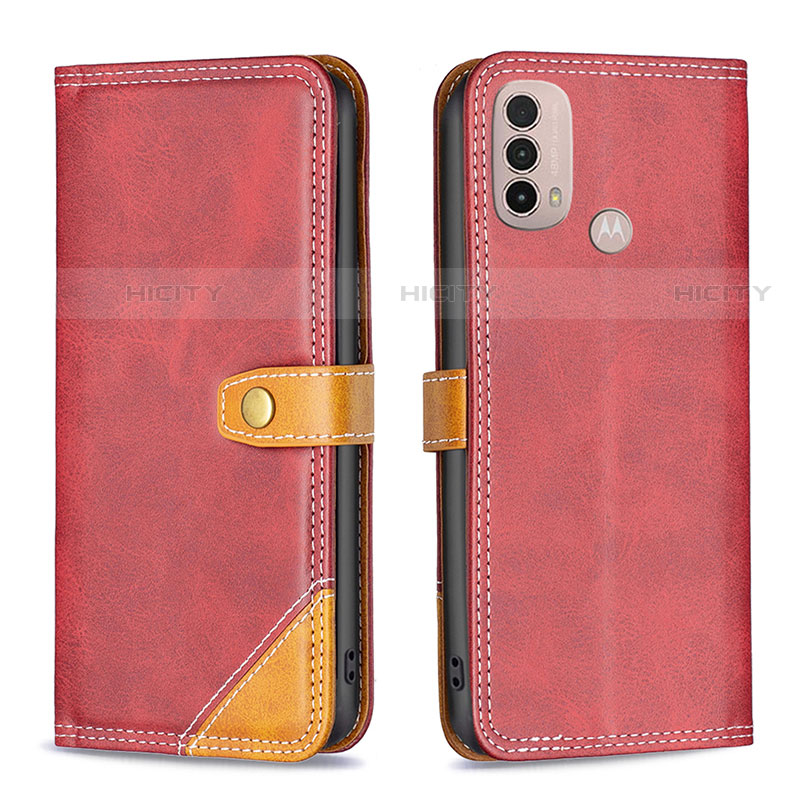 Custodia Portafoglio In Pelle Cover con Supporto B02F per Motorola Moto E40 Rosso