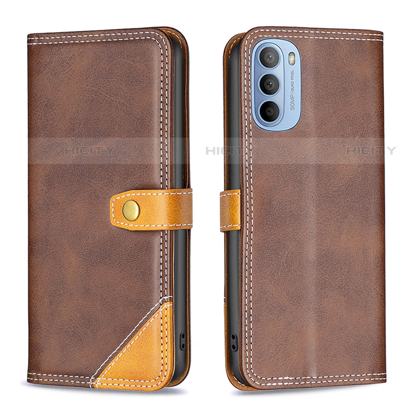 Custodia Portafoglio In Pelle Cover con Supporto B02F per Motorola Moto G31 Marrone