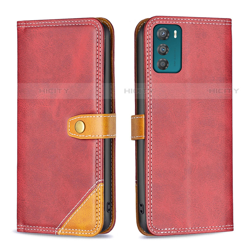 Custodia Portafoglio In Pelle Cover con Supporto B02F per Motorola Moto G42 Rosso