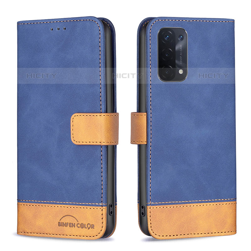 Custodia Portafoglio In Pelle Cover con Supporto B02F per OnePlus Nord N200 5G Blu