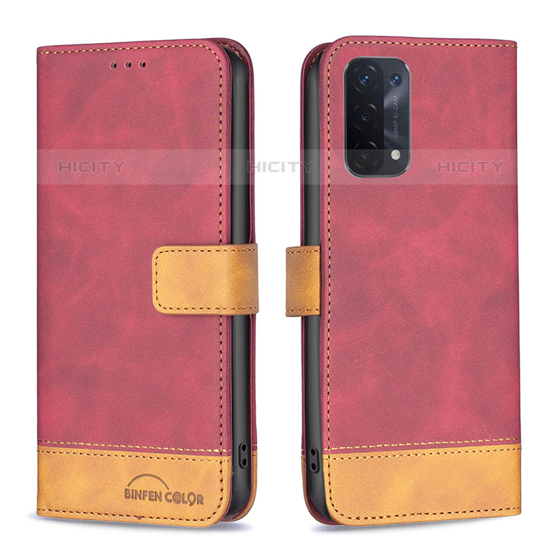 Custodia Portafoglio In Pelle Cover con Supporto B02F per OnePlus Nord N200 5G Rosso