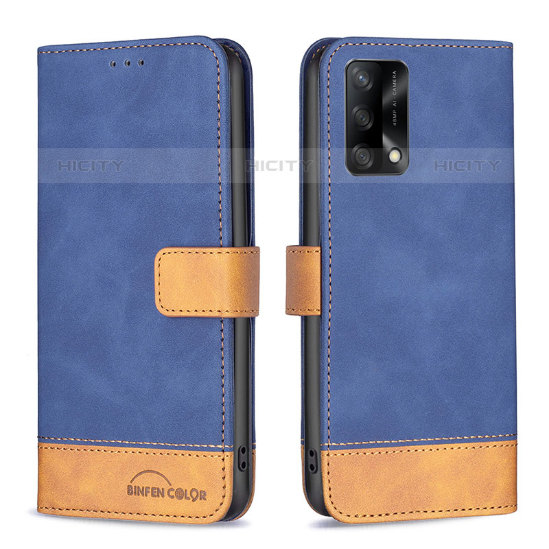 Custodia Portafoglio In Pelle Cover con Supporto B02F per Oppo A74 4G Blu