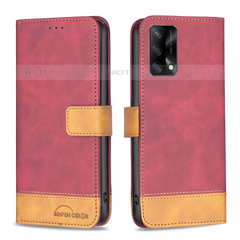 Custodia Portafoglio In Pelle Cover con Supporto B02F per Oppo A74 4G Rosso