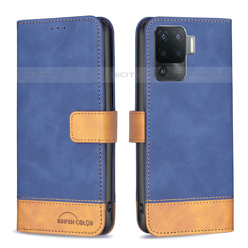 Custodia Portafoglio In Pelle Cover con Supporto B02F per Oppo F19 Pro Blu