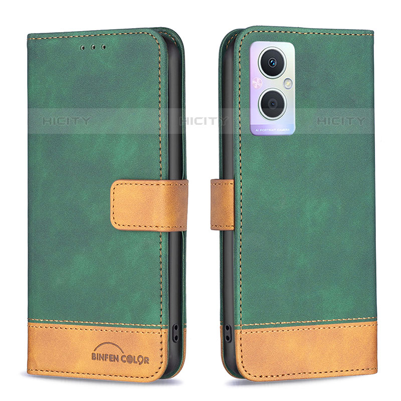 Custodia Portafoglio In Pelle Cover con Supporto B02F per Oppo F21s Pro 5G Verde