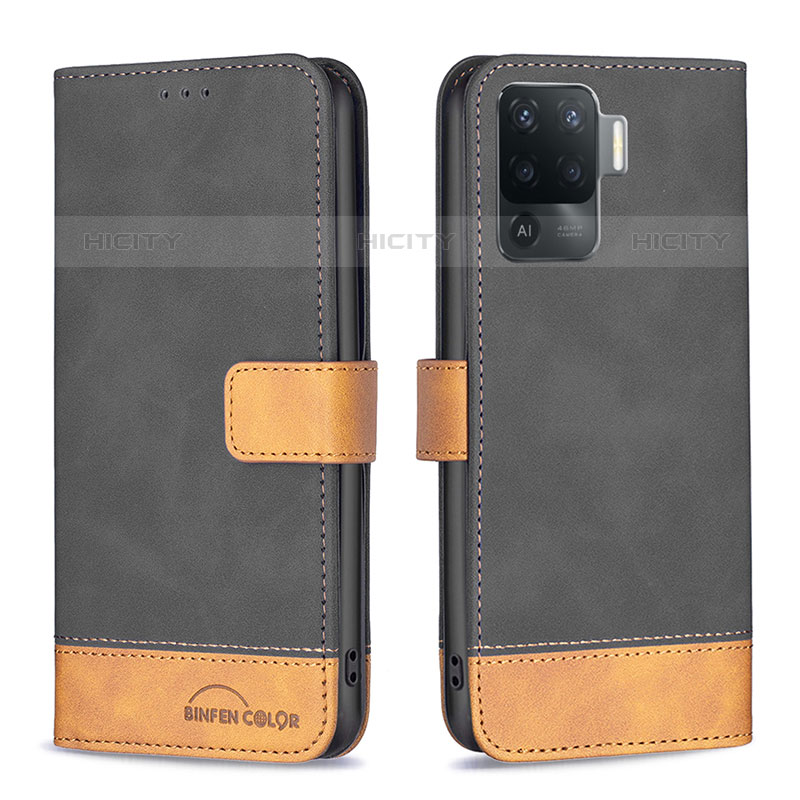 Custodia Portafoglio In Pelle Cover con Supporto B02F per Oppo Reno5 F Nero