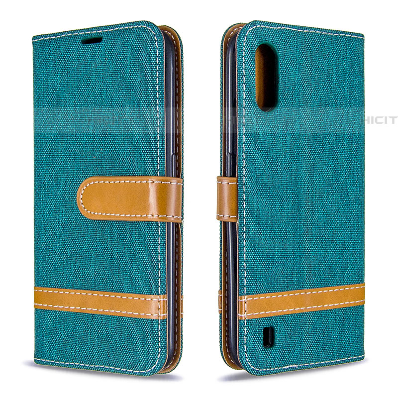 Custodia Portafoglio In Pelle Cover con Supporto B02F per Samsung Galaxy A01 SM-A015 Verde