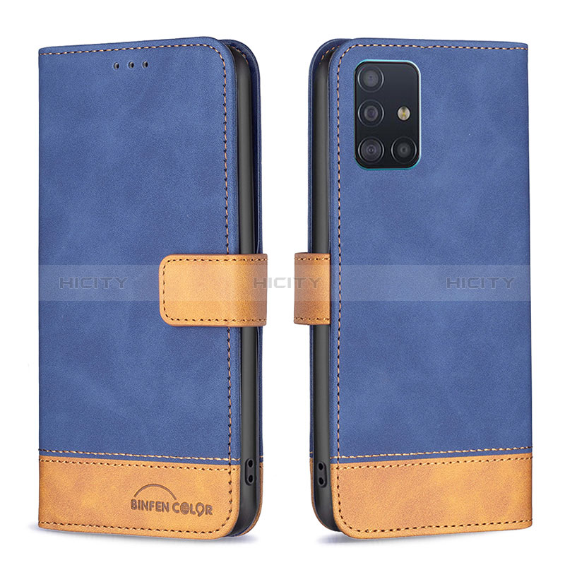 Custodia Portafoglio In Pelle Cover con Supporto B02F per Samsung Galaxy A51 5G Blu