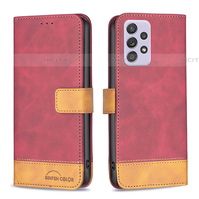 Custodia Portafoglio In Pelle Cover con Supporto B02F per Samsung Galaxy A52 5G Rosso