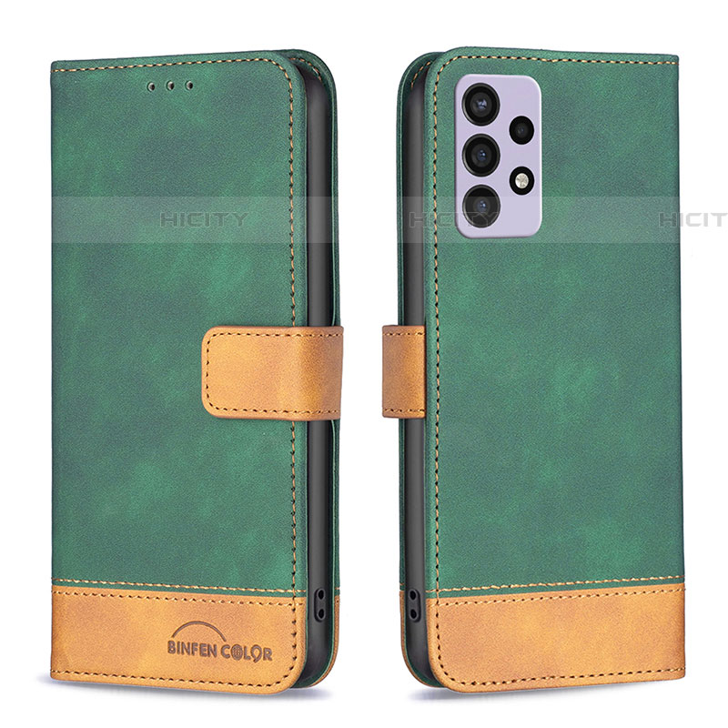 Custodia Portafoglio In Pelle Cover con Supporto B02F per Samsung Galaxy A72 4G Verde