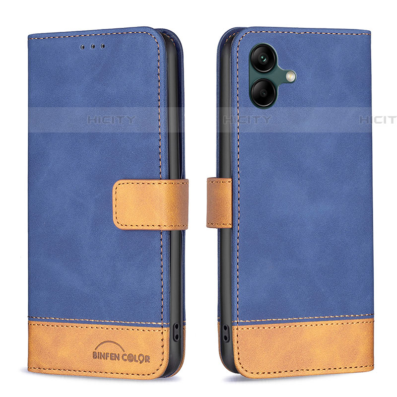 Custodia Portafoglio In Pelle Cover con Supporto B02F per Samsung Galaxy F04 Blu