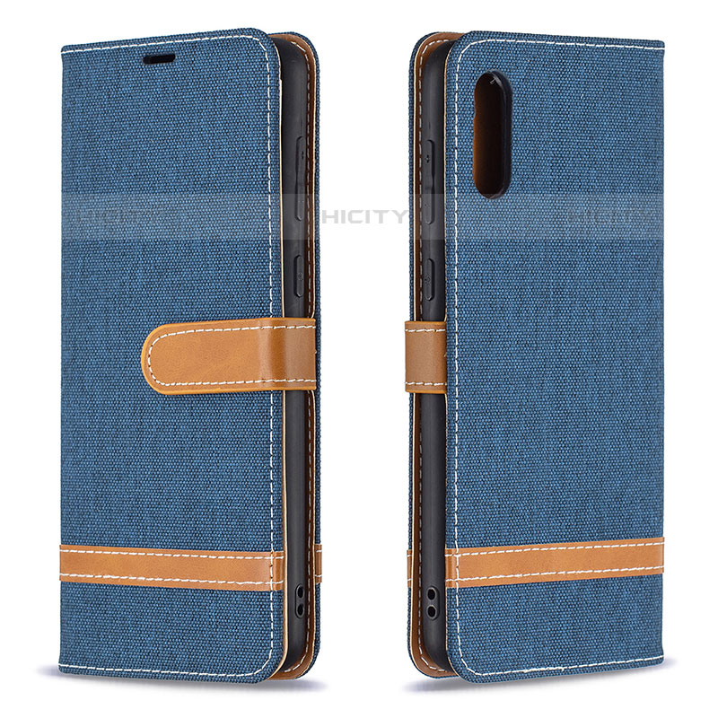 Custodia Portafoglio In Pelle Cover con Supporto B02F per Samsung Galaxy M02 Blu Notte