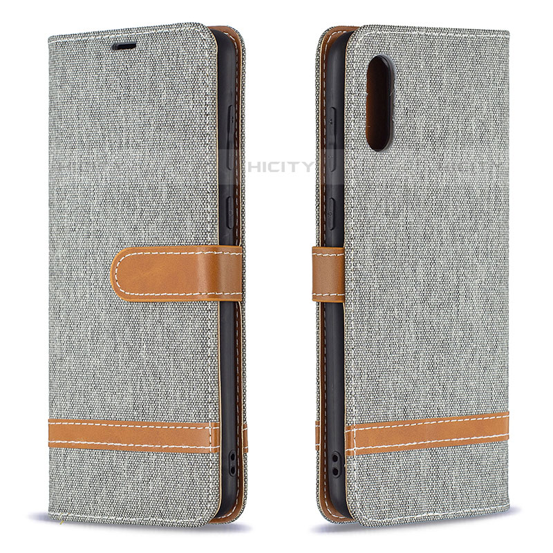 Custodia Portafoglio In Pelle Cover con Supporto B02F per Samsung Galaxy M02 Grigio