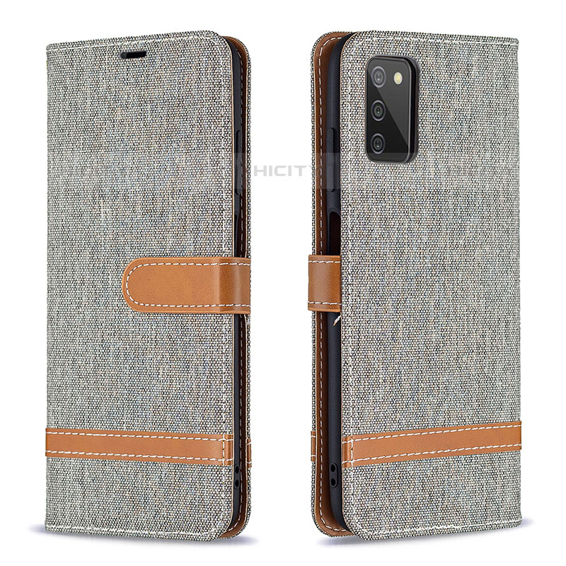 Custodia Portafoglio In Pelle Cover con Supporto B02F per Samsung Galaxy M02s Grigio