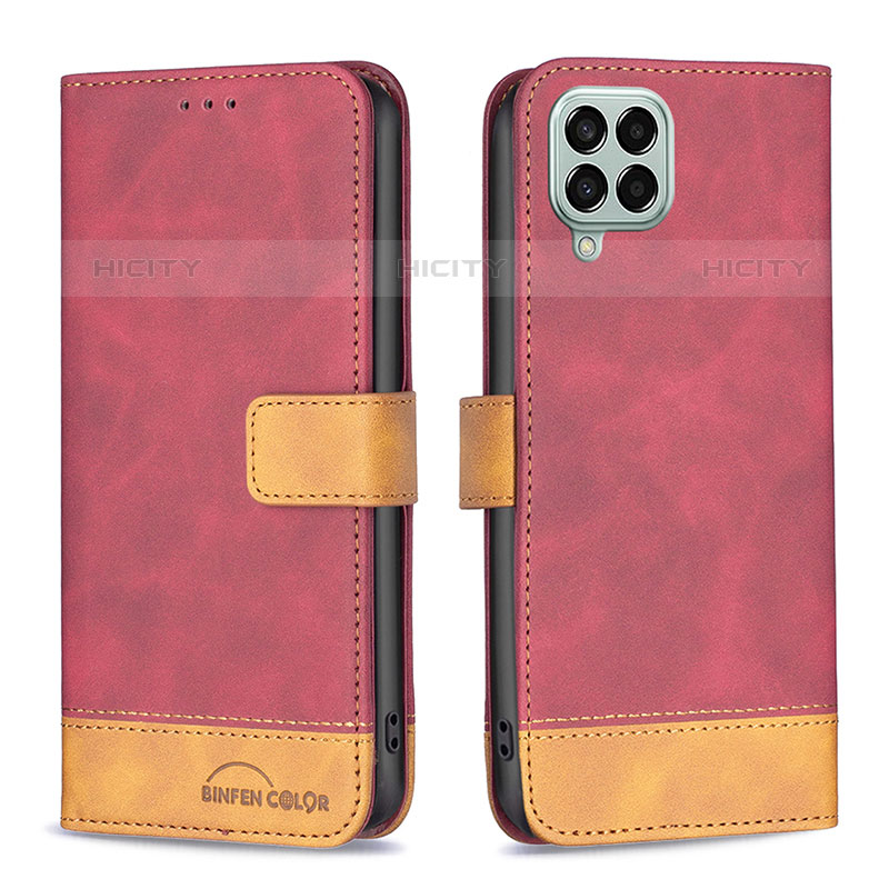 Custodia Portafoglio In Pelle Cover con Supporto B02F per Samsung Galaxy M33 5G Rosso