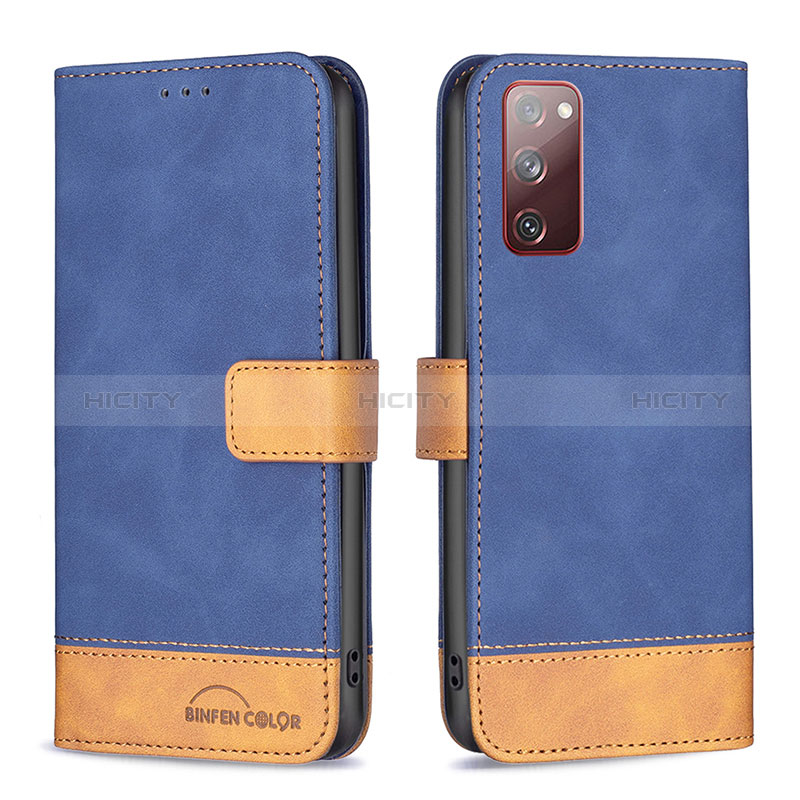 Custodia Portafoglio In Pelle Cover con Supporto B02F per Samsung Galaxy S20 FE 5G Blu