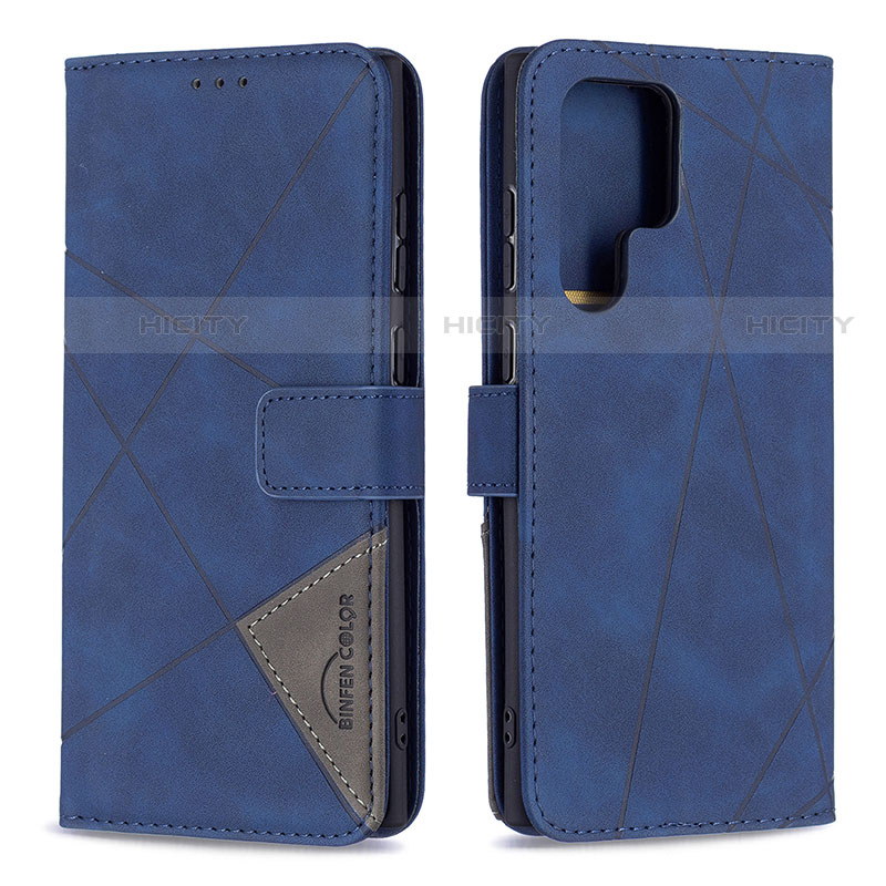 Custodia Portafoglio In Pelle Cover con Supporto B02F per Samsung Galaxy S21 Ultra 5G Blu