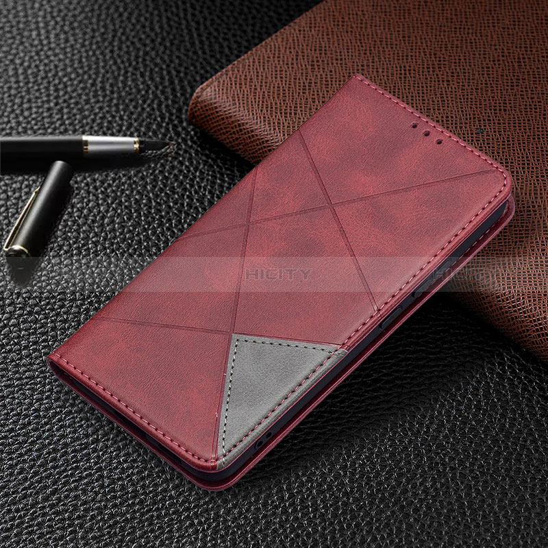 Custodia Portafoglio In Pelle Cover con Supporto B02F per Samsung Galaxy S25 5G Rosso