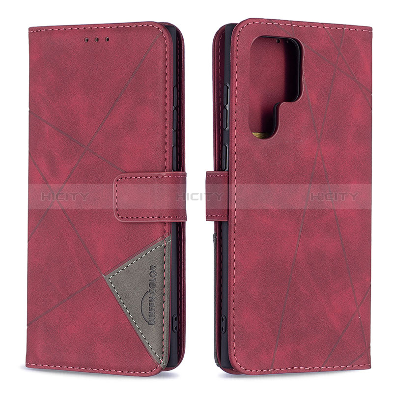 Custodia Portafoglio In Pelle Cover con Supporto B02F per Samsung Galaxy S25 Ultra 5G Rosso