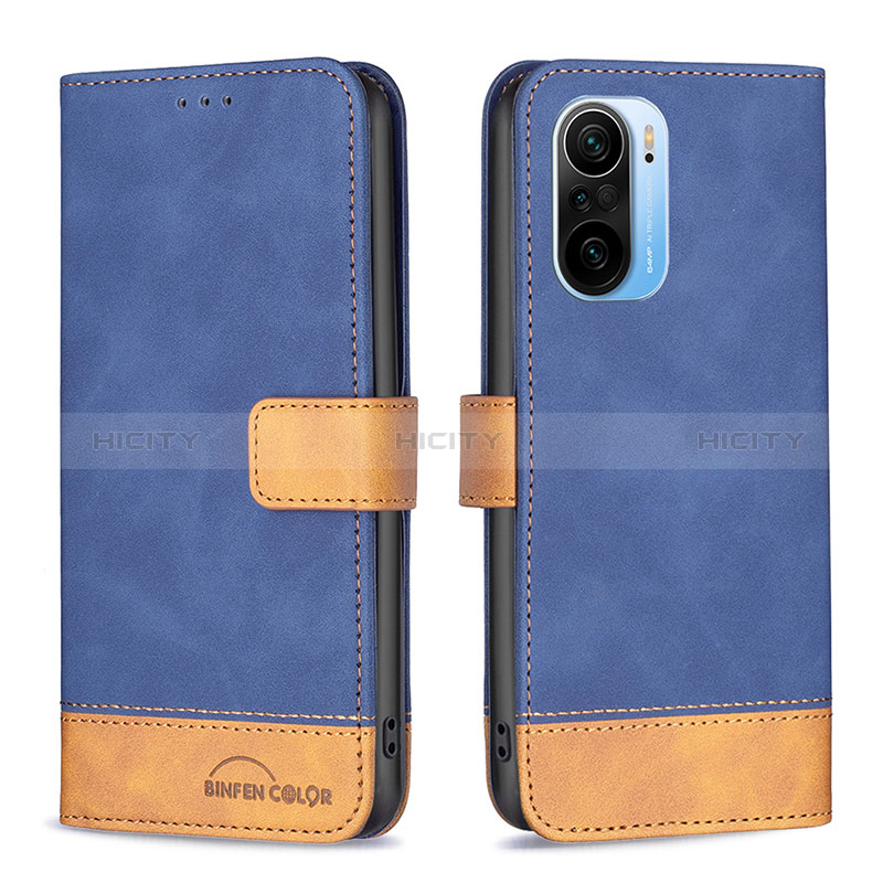 Custodia Portafoglio In Pelle Cover con Supporto B02F per Xiaomi Mi 11i 5G Blu