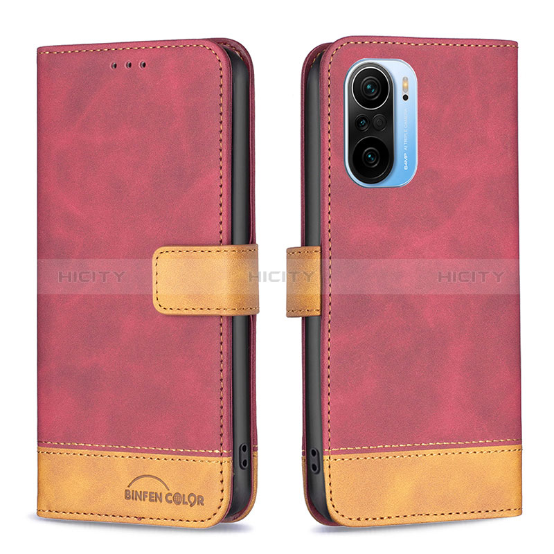 Custodia Portafoglio In Pelle Cover con Supporto B02F per Xiaomi Mi 11i 5G Rosso