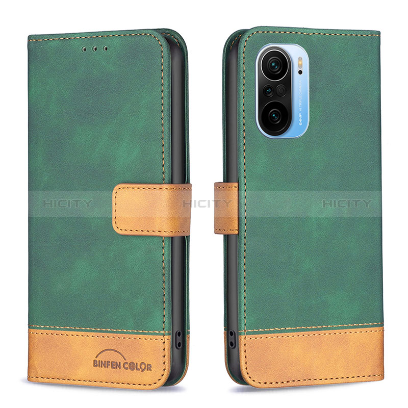 Custodia Portafoglio In Pelle Cover con Supporto B02F per Xiaomi Mi 11X Pro 5G Verde