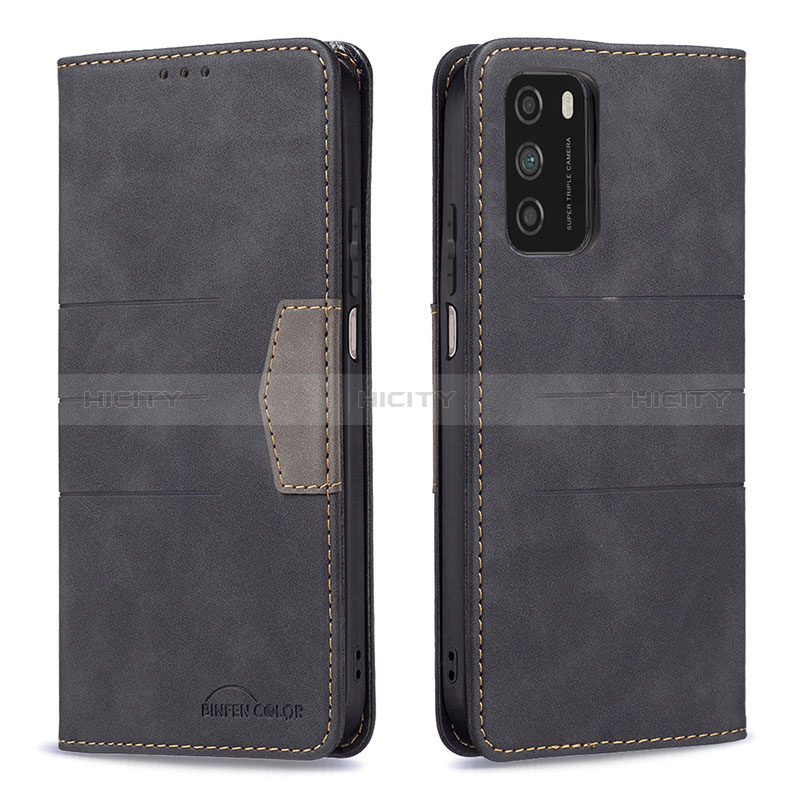 Custodia Portafoglio In Pelle Cover con Supporto B02F per Xiaomi Poco M3 Nero