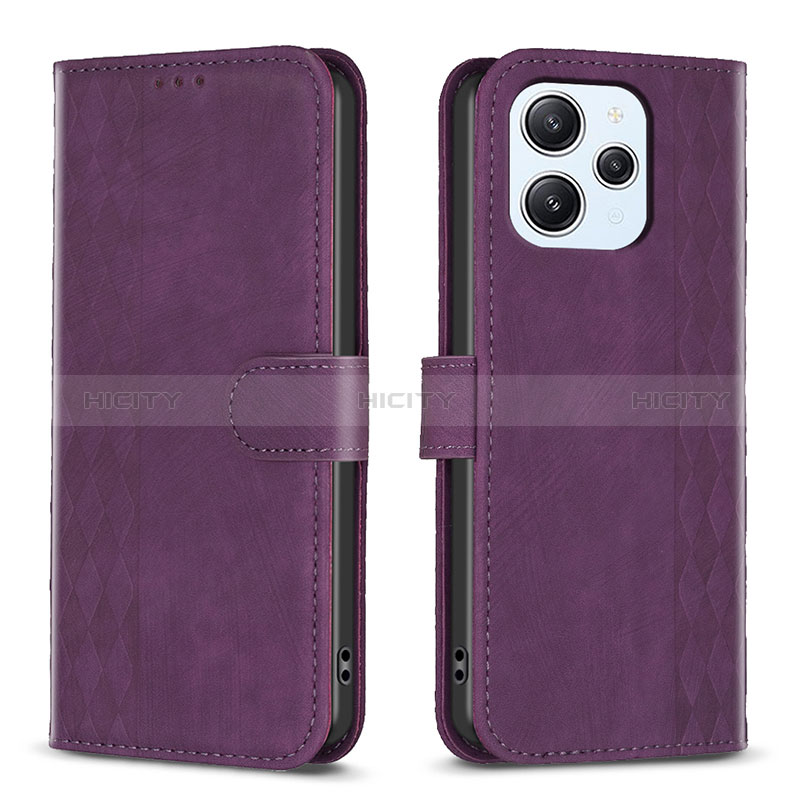 Custodia Portafoglio In Pelle Cover con Supporto B02F per Xiaomi Redmi 12 4G Viola