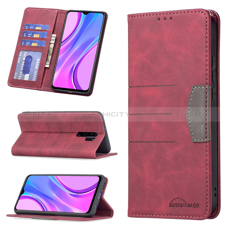 Custodia Portafoglio In Pelle Cover con Supporto B02F per Xiaomi Redmi 9