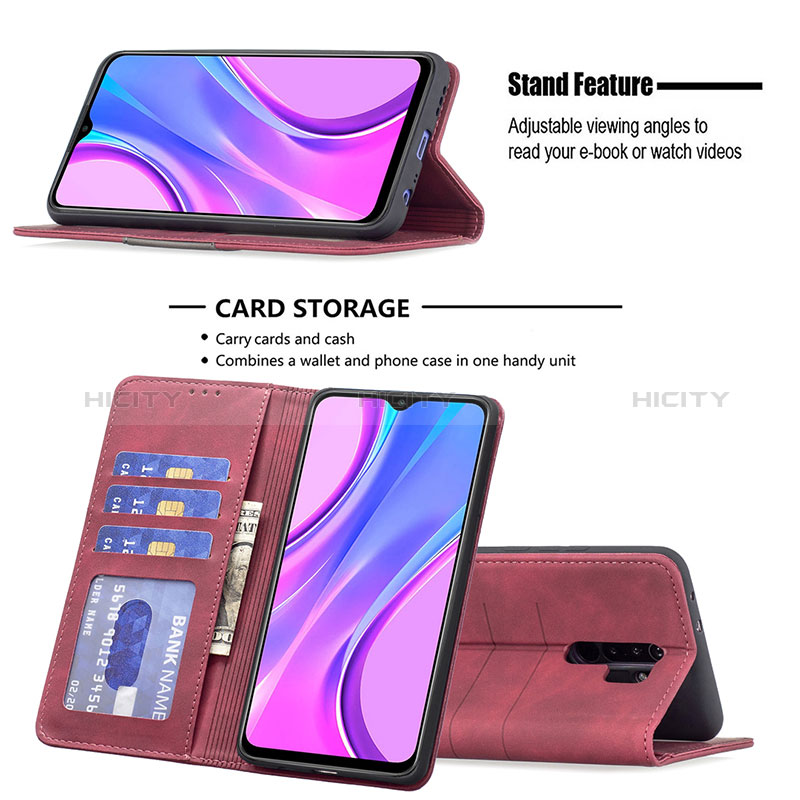 Custodia Portafoglio In Pelle Cover con Supporto B02F per Xiaomi Redmi 9