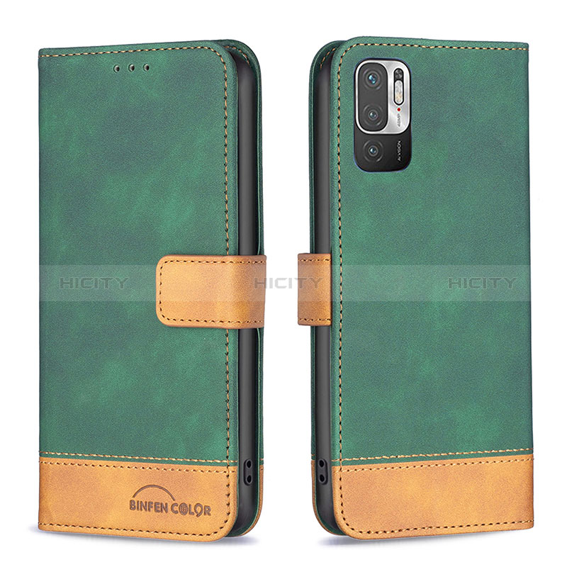 Custodia Portafoglio In Pelle Cover con Supporto B02F per Xiaomi Redmi Note 10 5G Verde