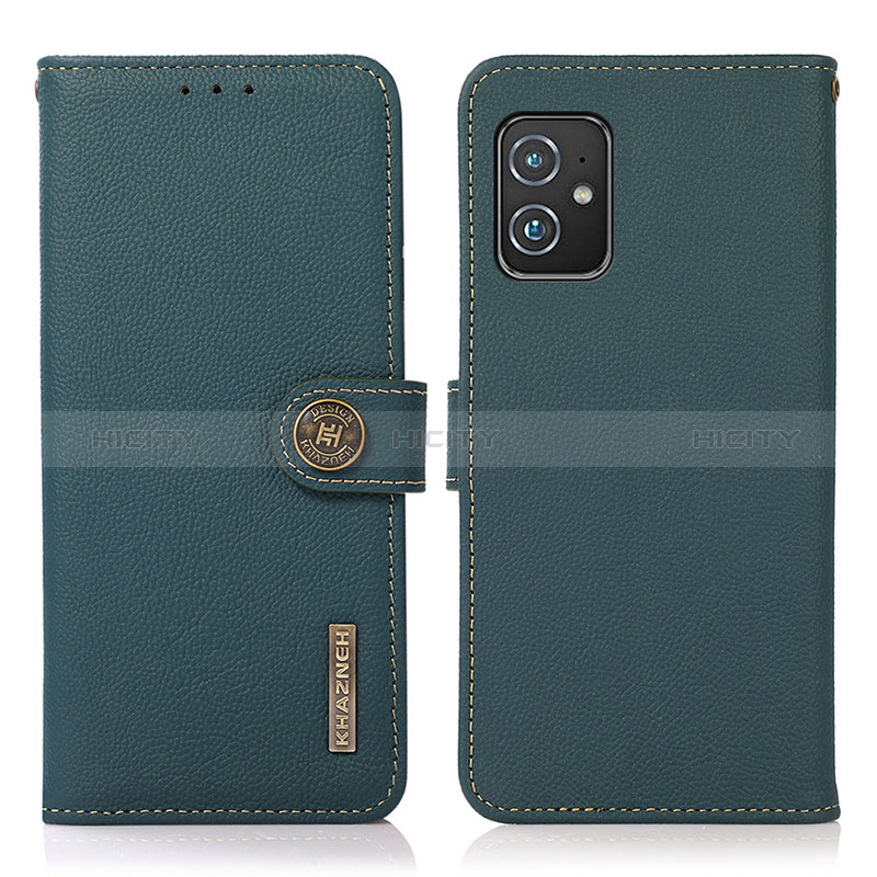 Custodia Portafoglio In Pelle Cover con Supporto B02H per Asus Zenfone 8 ZS590KS Verde