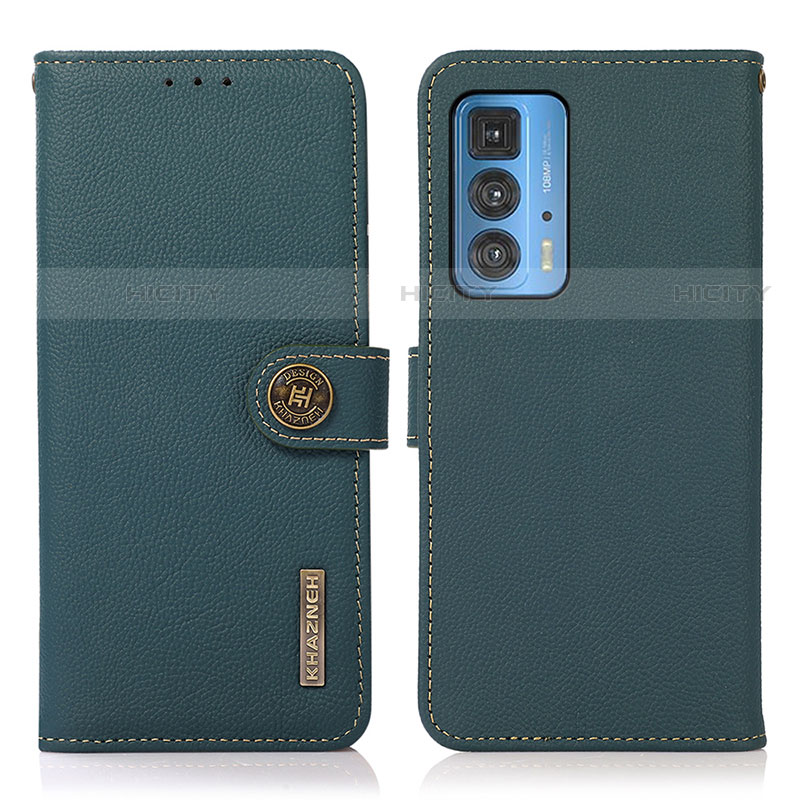 Custodia Portafoglio In Pelle Cover con Supporto B02H per Motorola Moto Edge 20 Pro 5G Verde