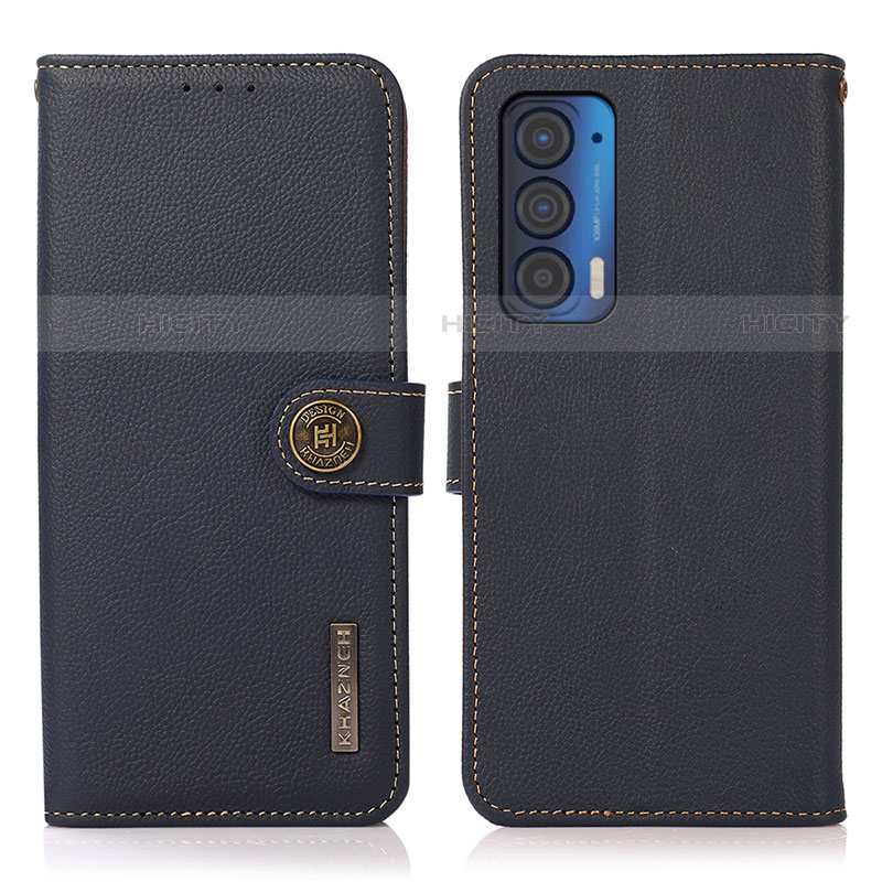 Custodia Portafoglio In Pelle Cover con Supporto B02H per Motorola Moto Edge (2021) 5G Blu